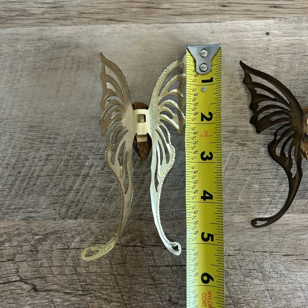 VINTAGE HOMCO BUTTERFLY BRASS WOOD WALL‎ PLAQUES HANGINGS HOME INTERIOR
